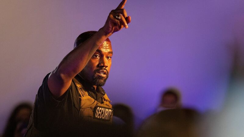 Kanye West during his  presidential campaign rally  in North Charleston. Photograph: Lauren Petracca/The Post And Courier/AP