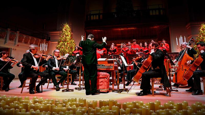 Michael Bawtree conducts the Dublin Concert Orchestra and Dublin Concert Voices choir in a festive Candlelit Carols show