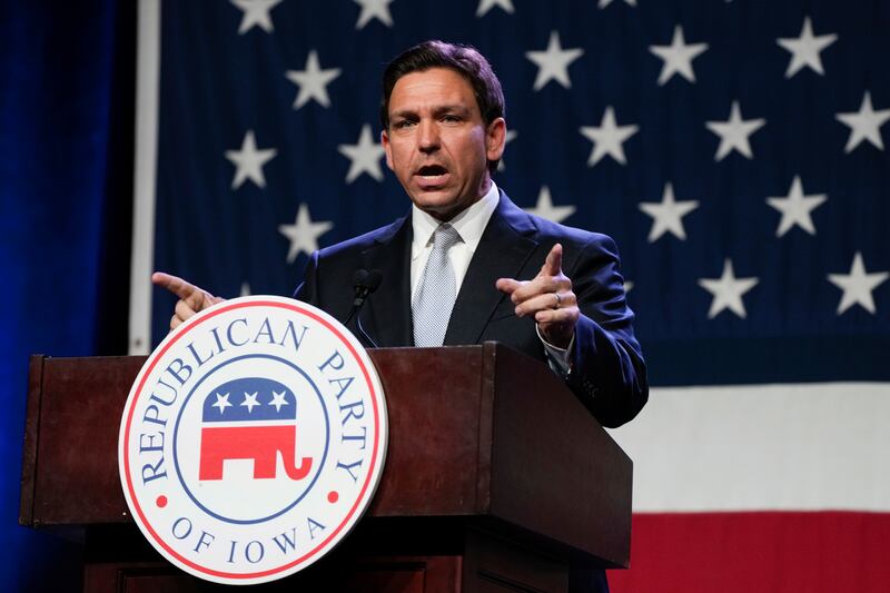 Ron DeSantis did not mention the former president by name. Photograph: Charlie Neibergall/AP