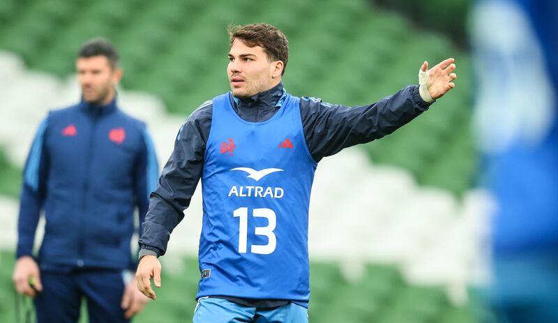France captain Antoine Dupont during his captain's run at the Aviva Stadium on Friday. Photograph: Nick Elliott/Inpho