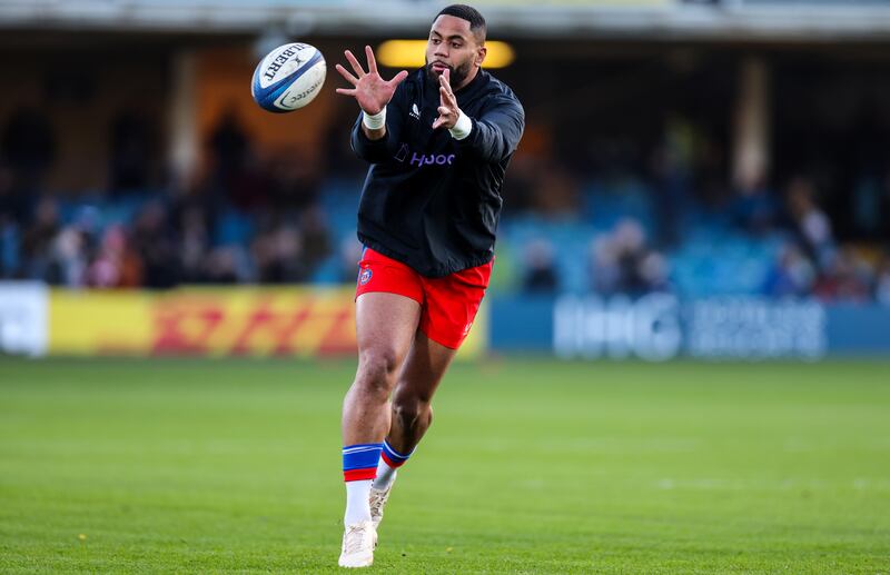 Bath winger Joe Cokanasiga during the warm up. Photograph: Chris Cotze/Inpho