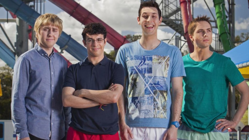 James Buckley, Simon Bird, Blake Harrison and Joe Thomas in The Inbetweeners 2