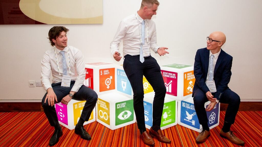 Enactus 2019 winners Rudy O’Leary, Daire Hennessy and Scott Byrne of Trinity College Dublin. This year’s competition will take place online.