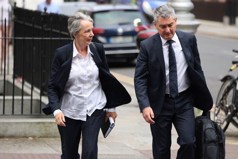 Siún Ní Raghallaigh, chair of the RTÉ board, and Robert Shortt, member of audit and risk committee, as members of the RTÉ executive and board attend the Dáil Public Accounts Committee.
Photograph: Dara Mac Dónaill