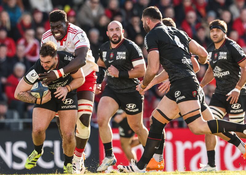 Edwin Edogbo put in another impressive performance for Munster against Toulon. Photograph: Billy Stickland/Inpho