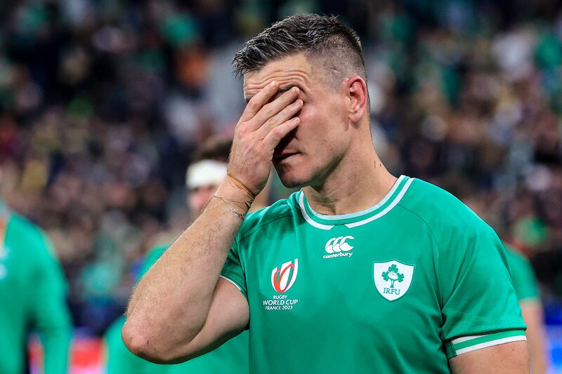 Johnny Sexton reacts to defeat at the Stade de France. Photograph: Dan Sheridan/Inpho