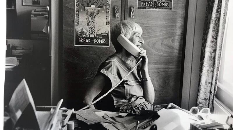 Carmel Budiardjo in the Tapol office at her home in Thornton Heath, south London