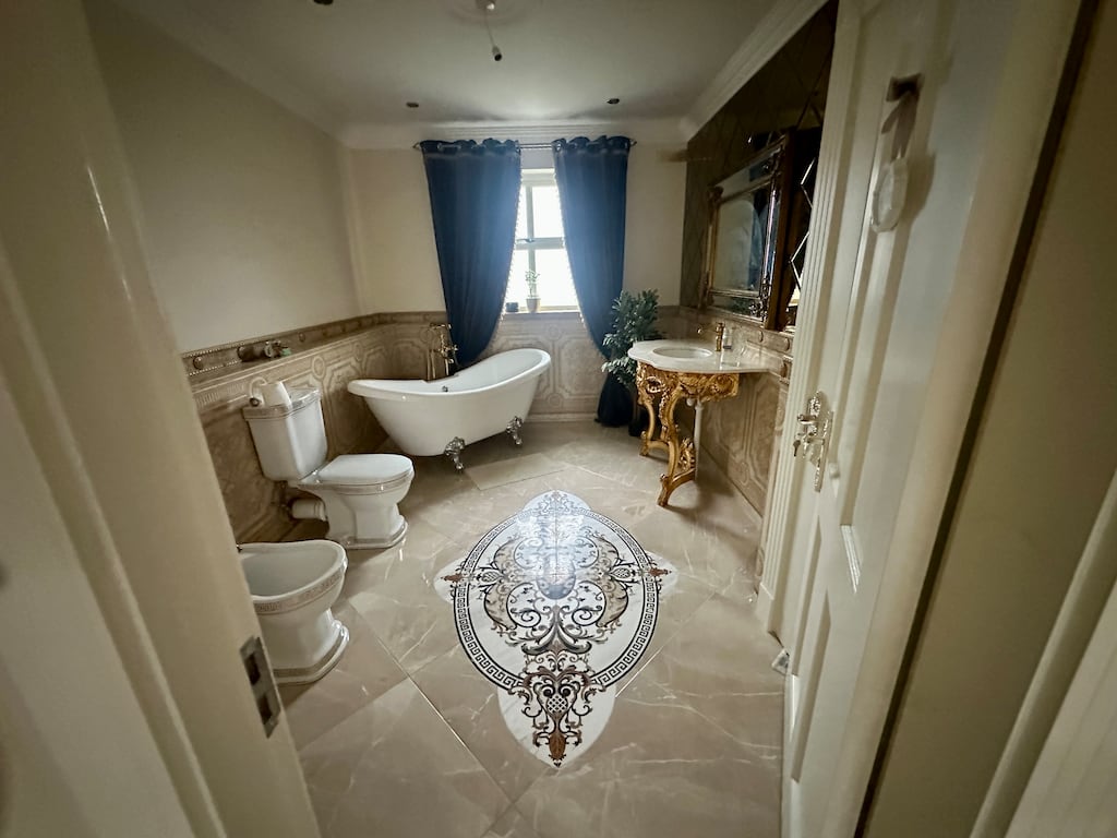 The baroque-style family bathroom in a five-bed, 3,000sq ft house near Drogheda that was sold by Cab.