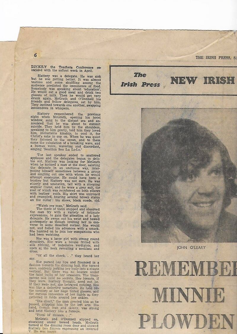 John O’Leary’s   Hennessy Literary Award (1977) winning story, as it first appeared in The Irish Press