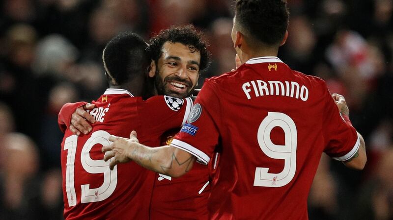 Sadio Mané, Mohamed Salah and Roberto Firminio. Photograph: Phil Noble/Reuters