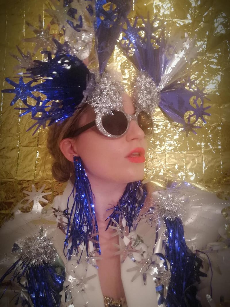 ‘This was made using 1980s inspired foil decorations bought from Dealz,’  Jen Nollaig says. Photograph: Edward Keegan