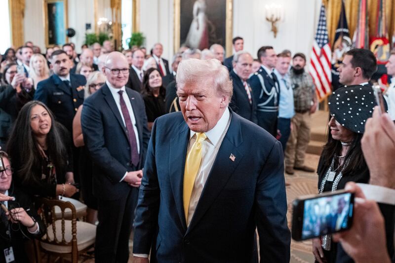 Donald Trump says he is looking at increasing tariffs on pharma imports from Europe to between 150 per cent and 250 per cent despite agreeing a deal with the EU last month. Photograph: Haiyun Jiang/ The New York Times
                      