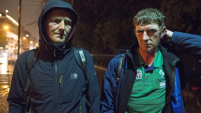 Brothers Andrew and John McDonnell, who both sleep rough in Dublin. Photograph: Dave Meehan