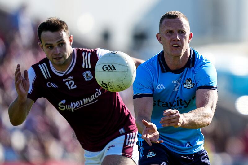 Dublin's Ciarán Kilkenny makes a pass against Galway during the counties' All-Ireland SFC round-robin clash at Pearse Stadium, Galway. Photograph: James Lawlor/Inpho