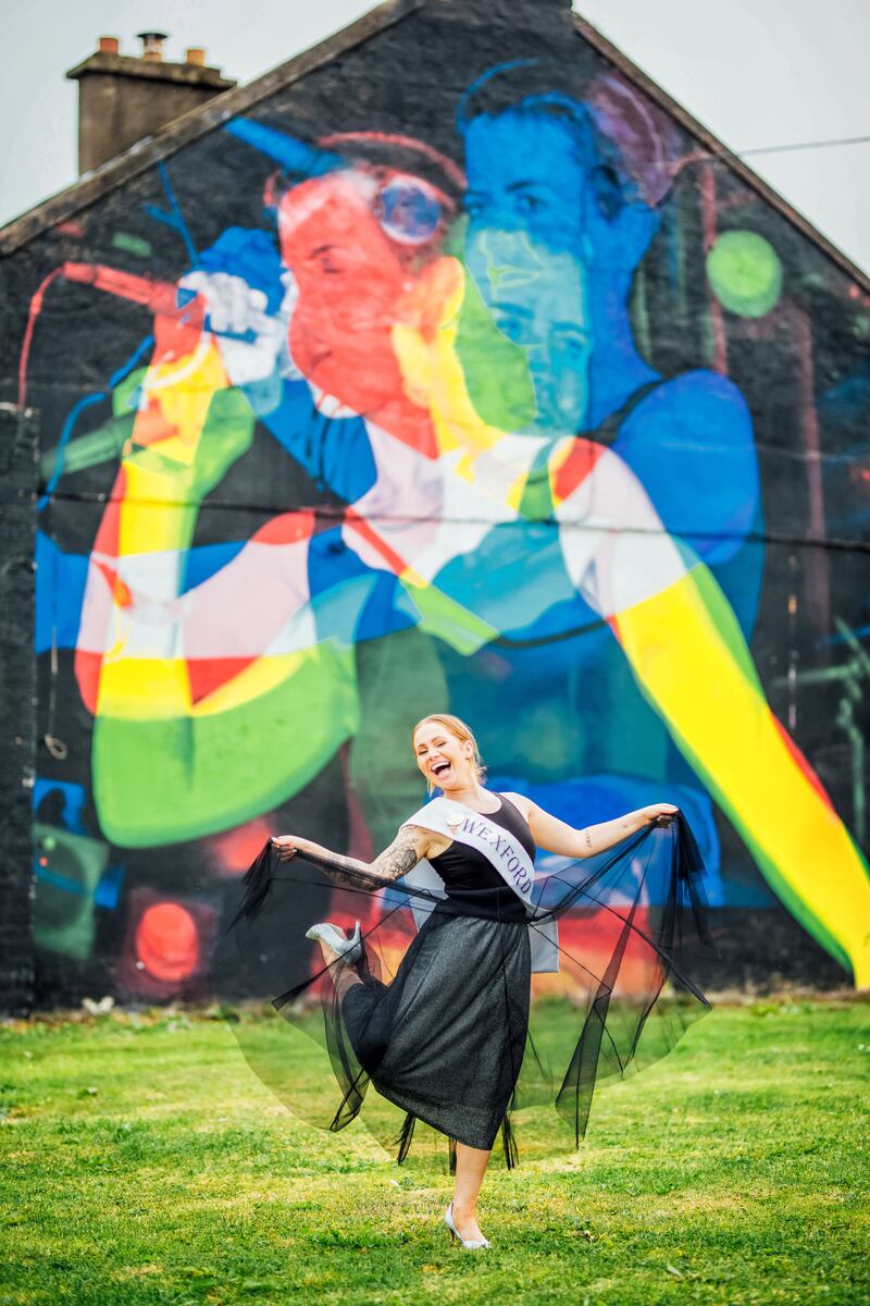 Wexford Rose Joy Quigley pictured as the Rose of Tralee Contestants spent two days visiting Limerick. Photograph: Brian Arthur