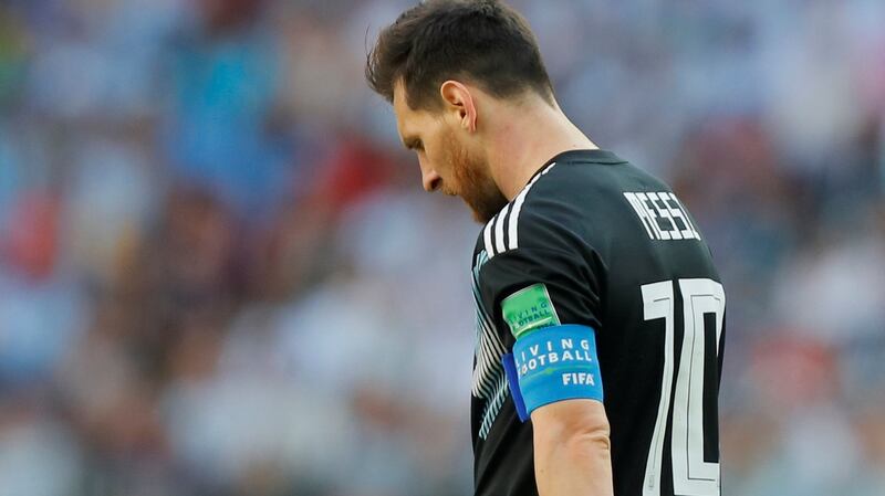 Lionel Messi during the game. Photograph:  Maxim Shemetov/Reuters