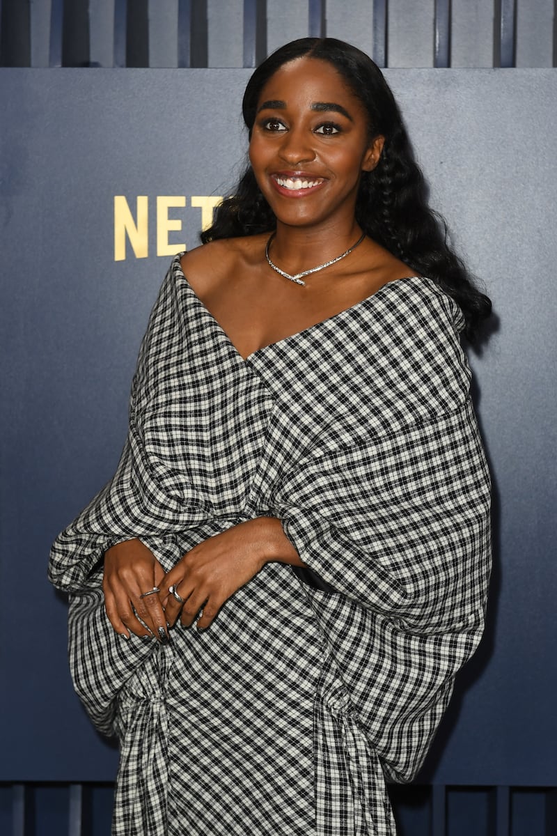 US actress and honorary Irishwoman Ayo Edebiri, another star of The Bear, in a Luar dress. Photograph: Valerie Macon/AFP/Getty
