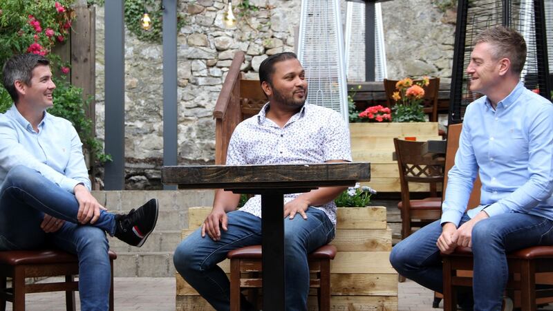 Seán Purcell, Sham Hanifa and Brian Whelan from Buffalo Boy restaurant in Carrick-on-Shannon are concerned about staff shortages. Photograph: Ronan McGreevy/The Irish Times