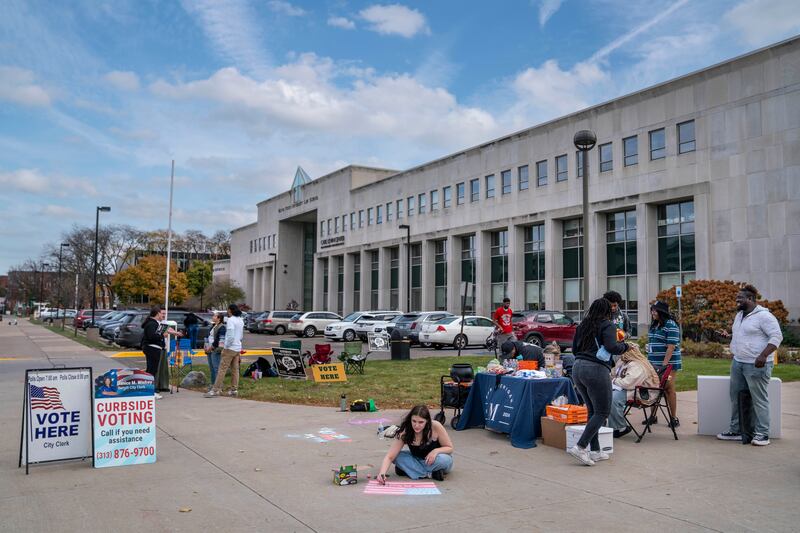 A polling station at Detroit, Michigan. Photograph: Sarah Rice/Getty Images
