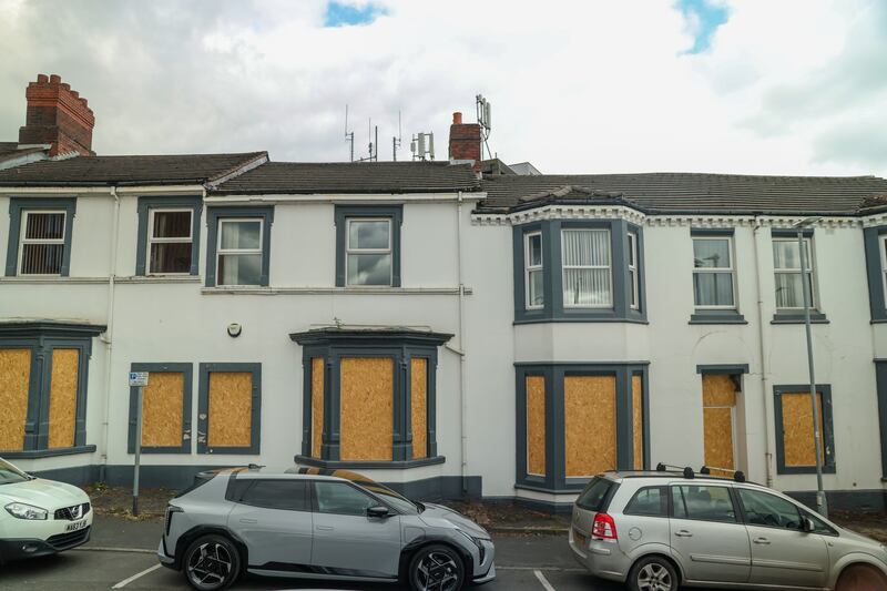 Boarded houses in Stoke-On-Trent. Photograph: Enda O'Dowd