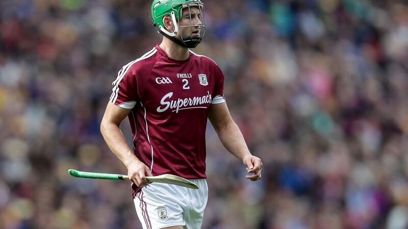 Galway’s Adrian Tuohy will probably be tasked with keeping a tight rein on Limerick’s Graeme Mulachy in the All-Ireland final. Photograph: Laszlo Geczo