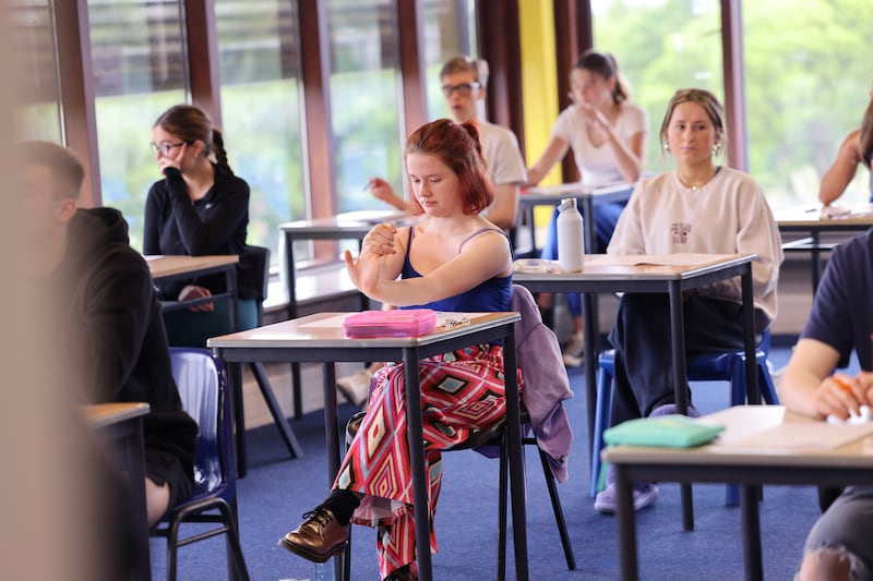 Leaving Cert students at Sutton Park School, Sutton, Dublin. Photograph: Dara Mac Dónaill