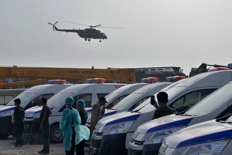Dozens of people were injured, some critically, in the incident. Photograph: Pervez Masih/AP