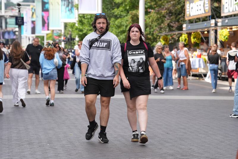 Oasis fans on Wembley Way, ahead of the first night of the Oasis Live '25 tour opening at Wembley Stadium in London. Photograph: Lucy North/ PA Wire                                                                                                           