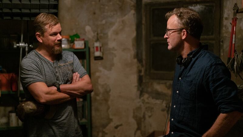Matt Damon and Tom McCarthy on set of Stillwater