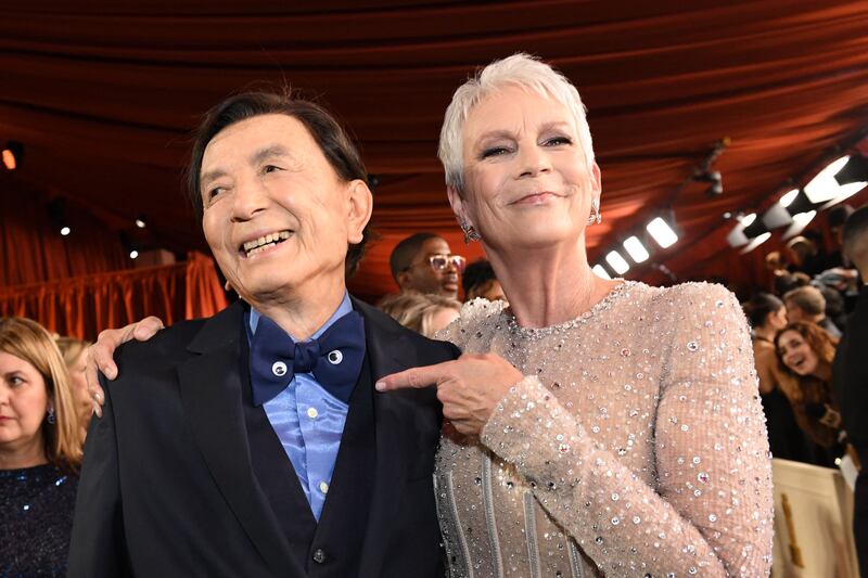 Everything Everywhere All at Once stars James Hong and Jamie Lee Curtis arrive. Photograph: Valerie Macon/AFP