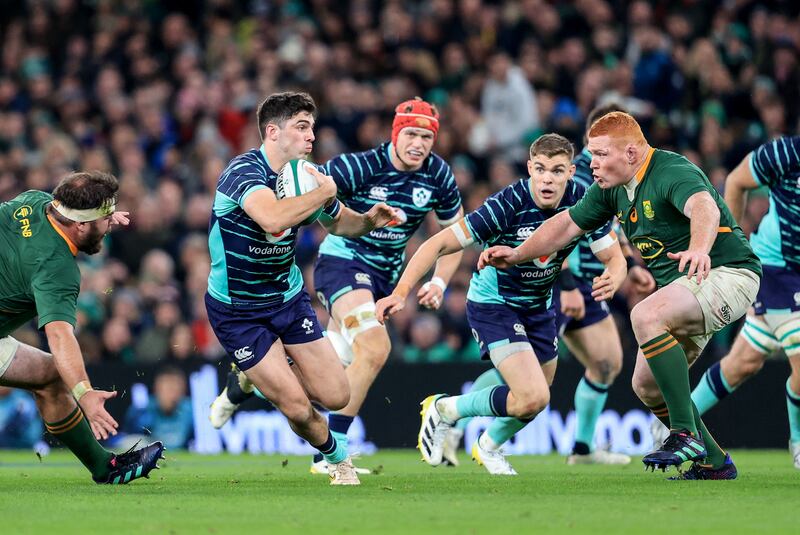 Ireland’s Jimmy O’Brien in action against South Africa at the Aviva Stadium. Photograph: Dan Sheridan/Inpho