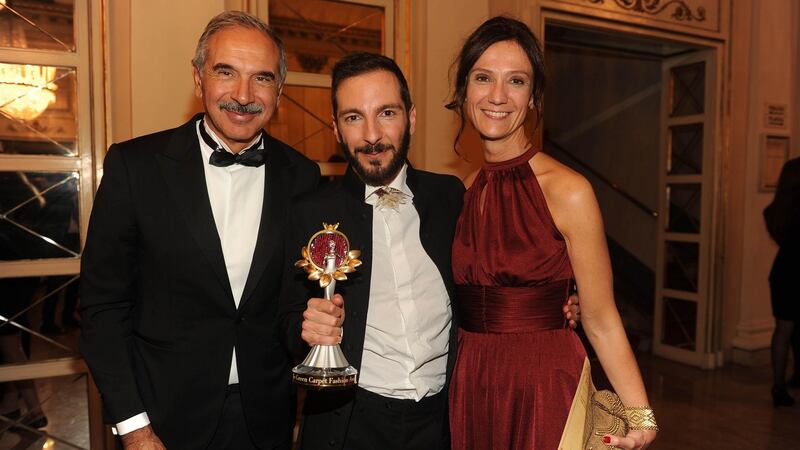 Carlo Capasa, Tiziano Guardini and Myriatte Gaeta at the Green Carpet Awards, La Scala, Milan.