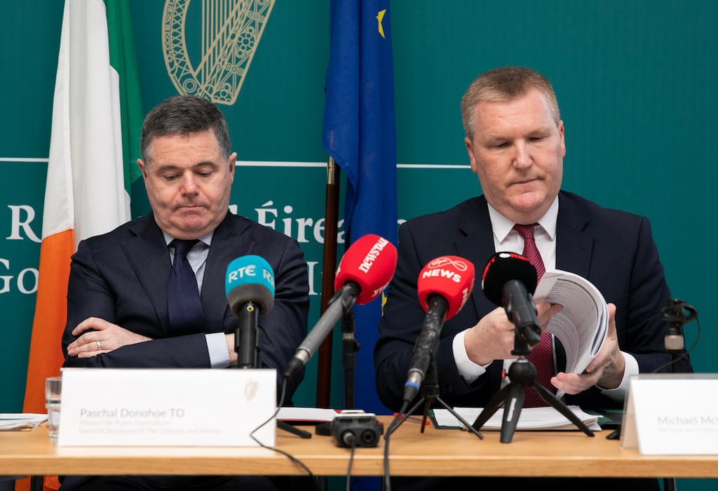 Minister for Public Expenditure, National Development Plan Delivery and Reform, Paschal Donohoe and Minister for Finance, Michael McGrath: forecasting surpluses (Photo: Gareth Chaney/Collins)