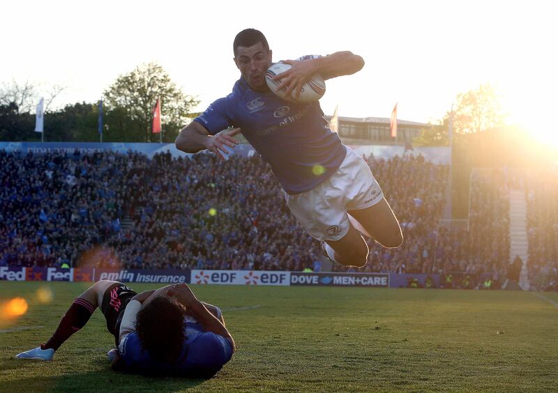 Leinster's Rob Kearney scores a try against Stade Francais in 2013. Photograph: Dan Sheridan/Inpho
