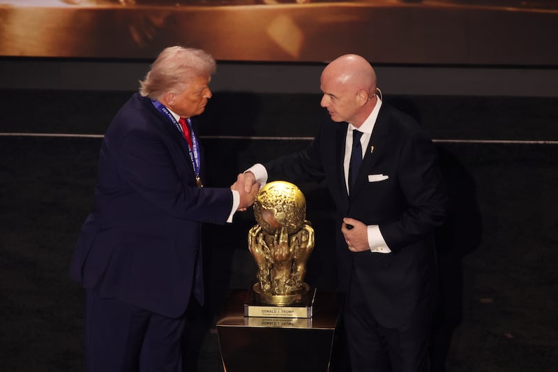 US president Donald Trump and Fifa president Gianni Infantino. Photograph: Sam Corum/PA