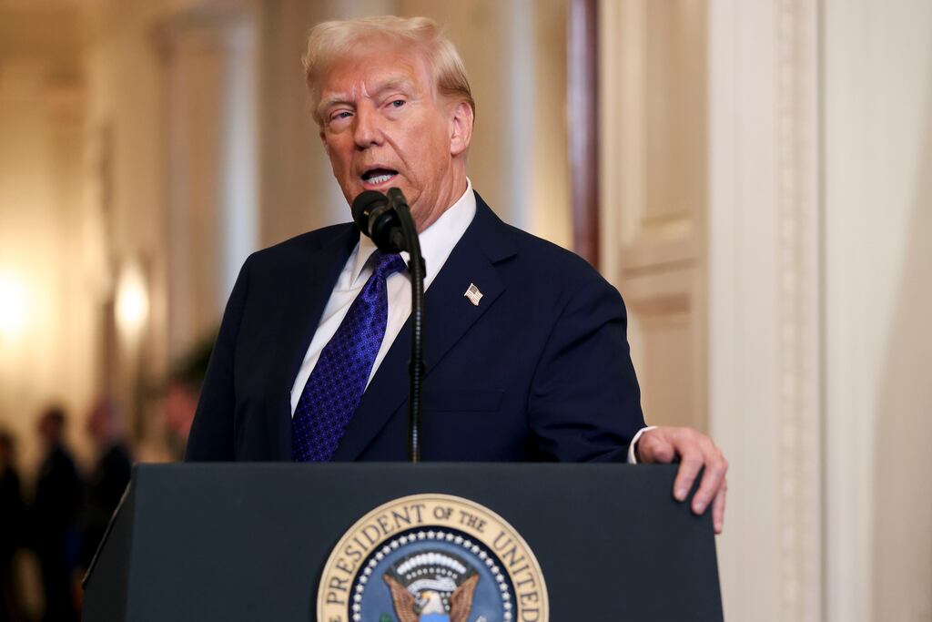 US president Donald Trump's government has revoked student visas and green cards of university students over their ideological views and stripped legal status from hundreds of thousands of migrants. Photograph: Samuel Corum/Sipa/Bloomberg