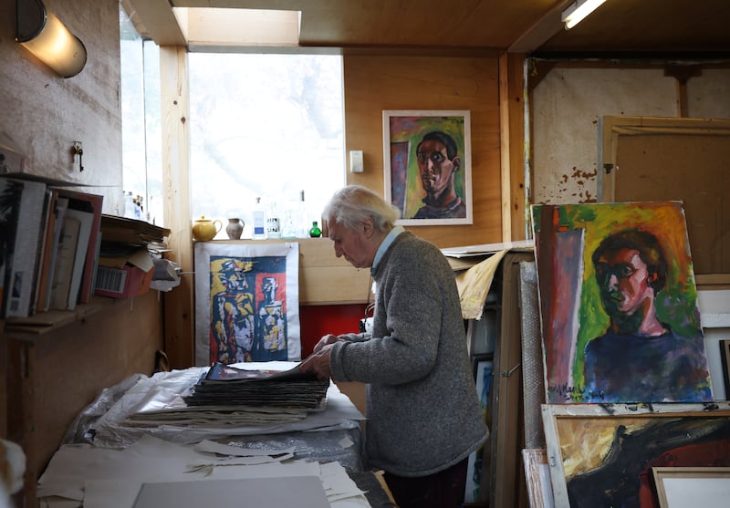 The late artist Michael Kane in his Dublin studio. Photograph: Bryan O’Brien 