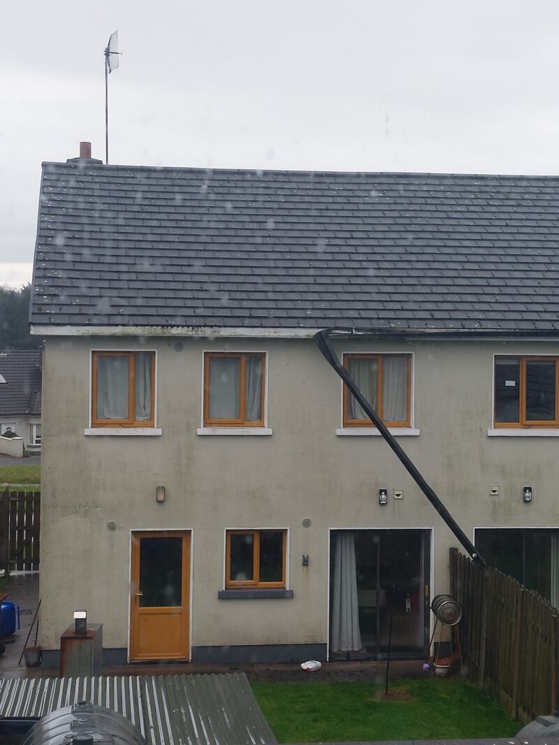 Winnie from Roscommon sent in this picture of the outside pipe from the house skewed as a result of Storm Debi