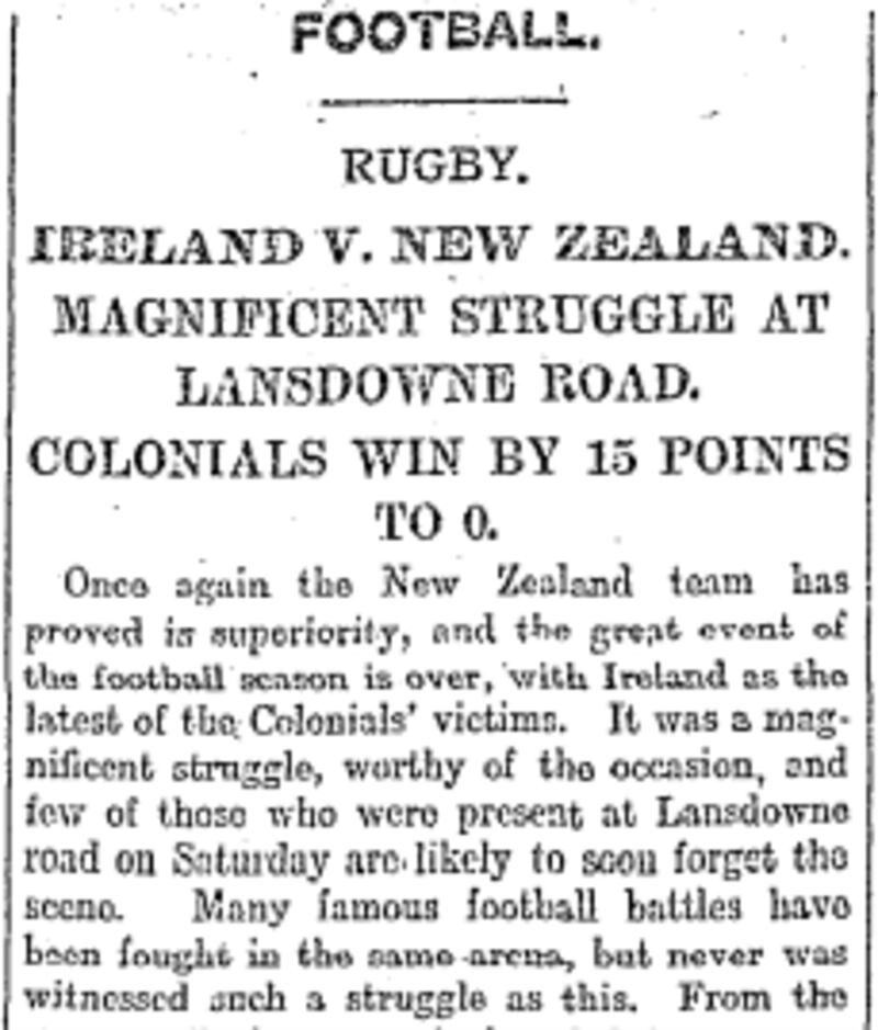 The match report in The Irish Times on Monday November 27th. Photo: Irish Times archive