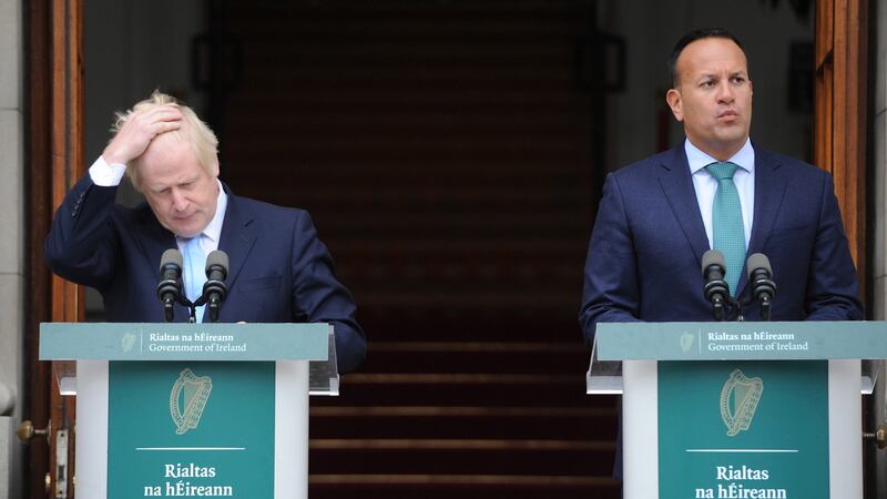 British prime minister Boris Johnson  and Taoiseach Leo Varadkar: Mr Varadkar stressed  Ireland was open to a replacement for the backstop but only if it was a similar legal guarantee. Photograph: Aidan Crawley