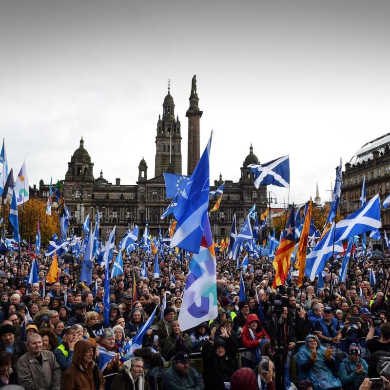 A Scottish-independence rally in Glasgow this month. Photograph: Andy Buchanan/AFP/Getty