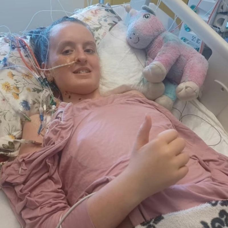 Féile O'Sullivan in hospital during treatment