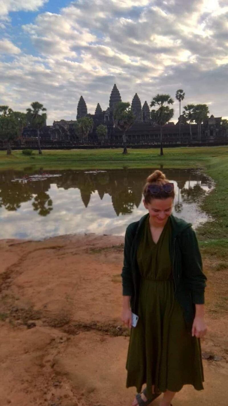 Fiona Hyde at Angkor Wat in Siem Reap, Cambodia