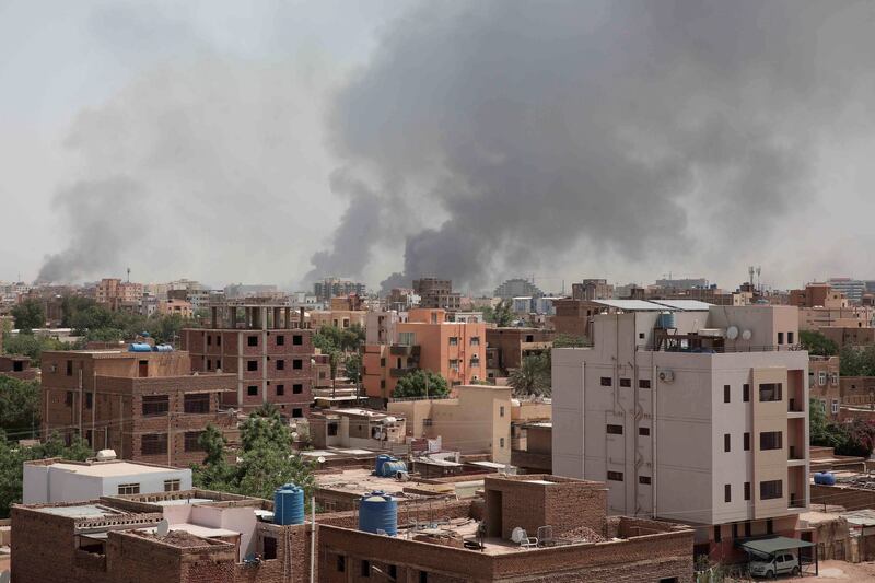 Smoke is seen rising from Khartoum’s skyline in Sudan. Photograph: Marwan Ali/AP