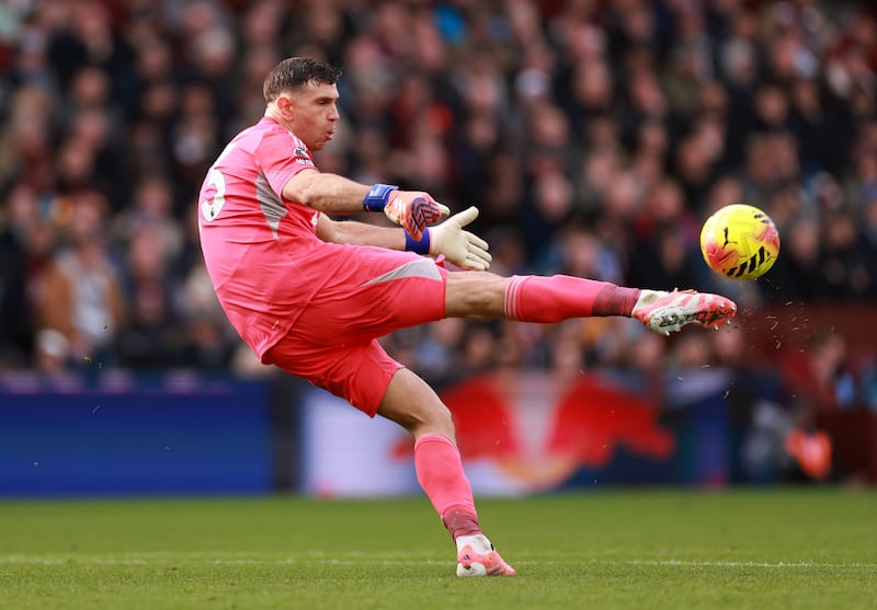 Manchester United will need to score – past Emiliano Martinez – to get something and he will not lack motivation after August’s window experience. Photograph: Marc Atkins/AVFC/Aston Villa FC via Getty Images