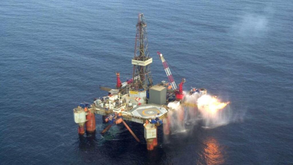 A drilling rig at Providence’s Helvic Oil field in the Celtic Sea.  Shares in the Irish oil and gas exploration company have plunged in the past year.