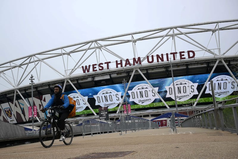 West Ham United's London Stadium at Queen Elizabeth Olympic Park in the Stratford district of east London. Photograph: Daniel Leal/AFP via Getty