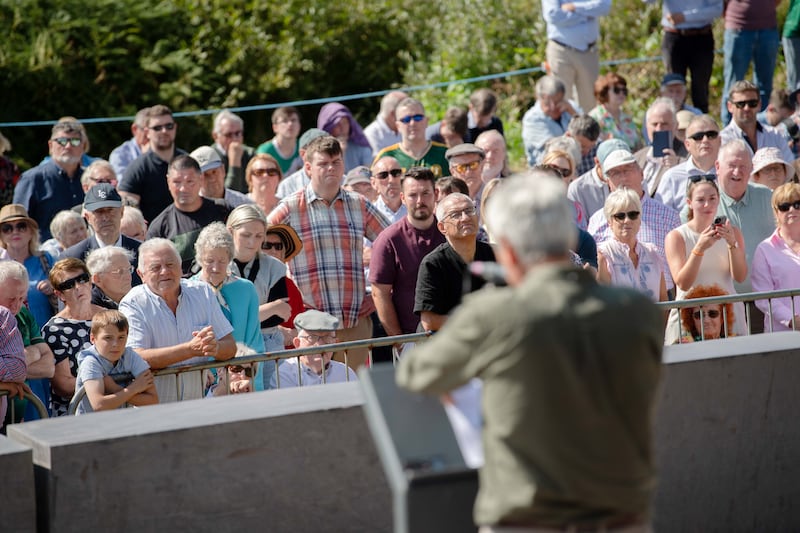 People listen to David McCullagh's oration in commemoration of Michael Collins at Béal na Bláth, Co Cork, on Sunday. Photograph: Daragh Mc Sweeney/Provision