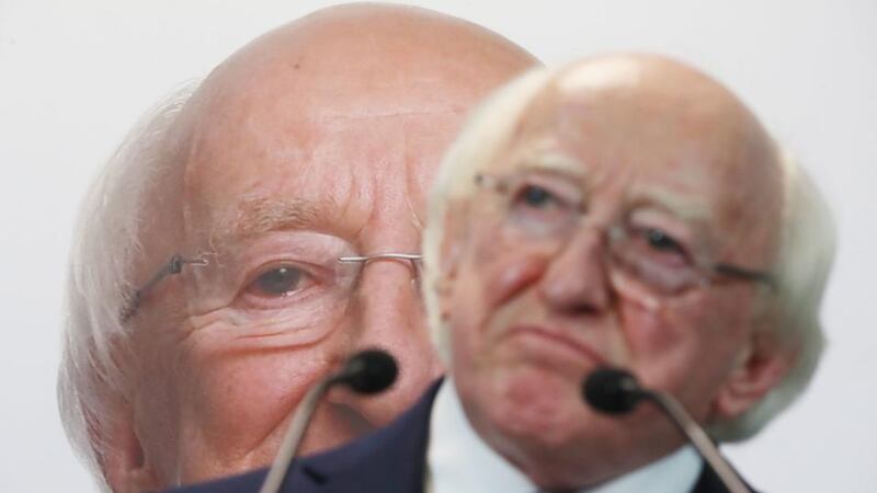 President Michael D Higgins at the launch of his re-election campaign in Dublin.  Photograph: Niall Carson/ PA Wire