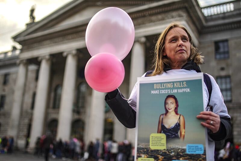 Jackie Fox campaigning for Coco's Law outside the GPO in Dublin 